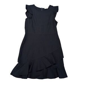 Women's Loft Black Sleeveless Dress with Ruffles Size 8 New With Tags